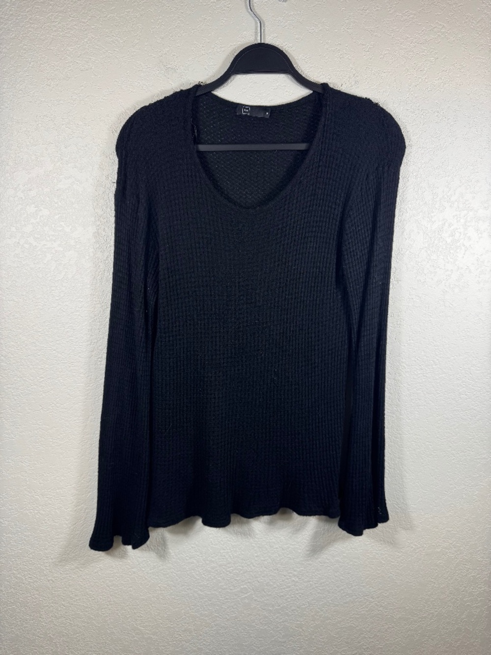 Michelle by Comune Black Waffle Knit Top M